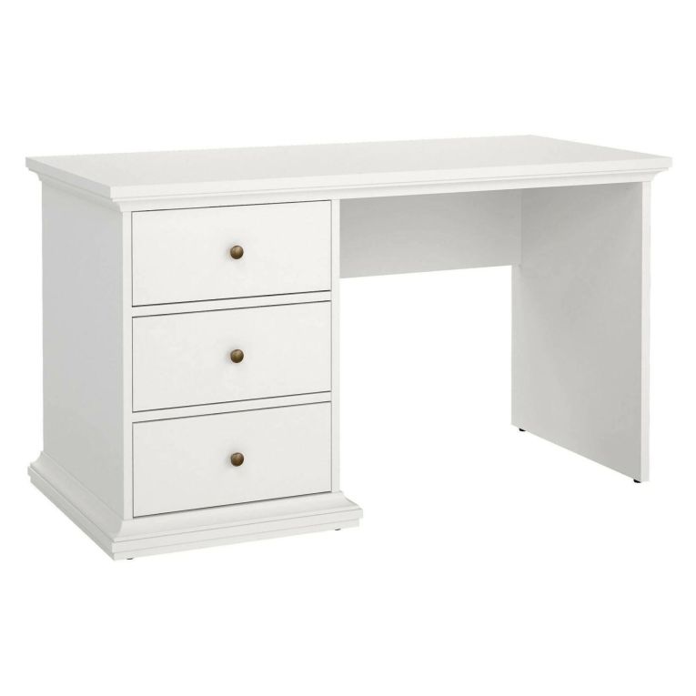 Scrivania lineare bianca 130x61cm con 3 cassetti - Agia