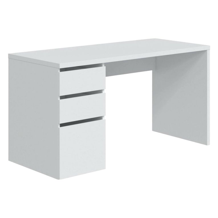 Scrivania lineare bianca 138x60cm con 3 cassetti - Alko