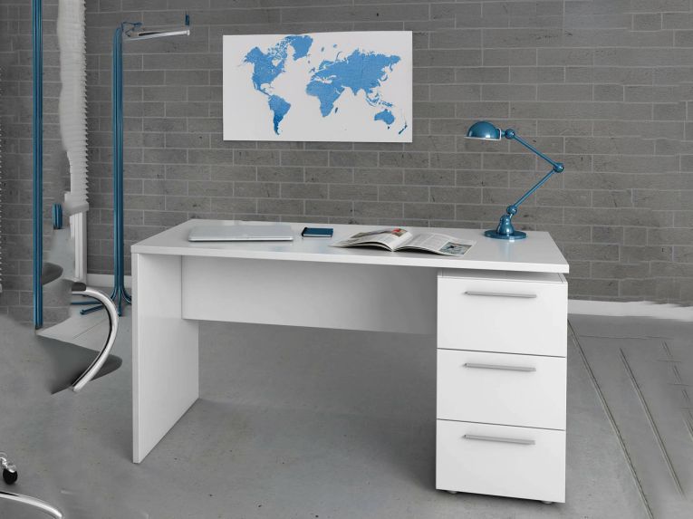 Scrivania lineare bianca 138x60cm con in legno - Alimet