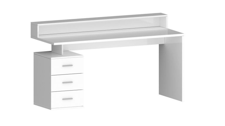 Scrivania lineare bianca 160x60cm con 3 cassetti - Bardi