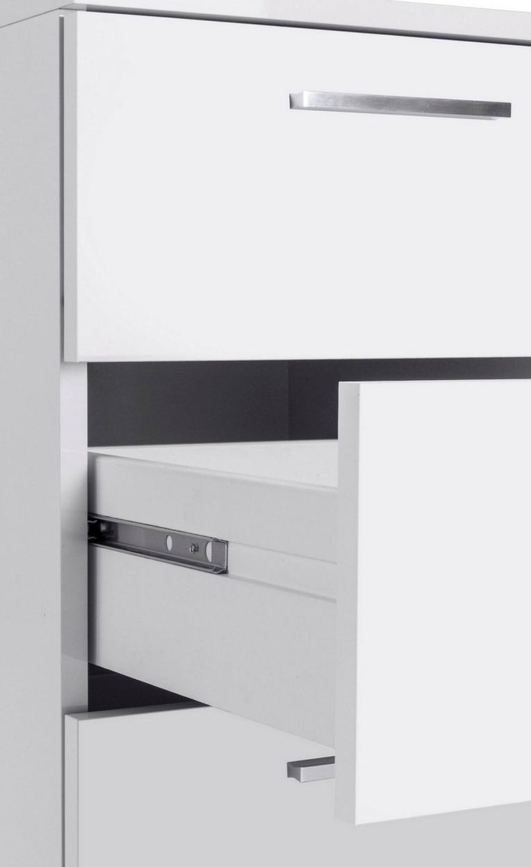 Scrivania lineare bianca 160x60cm con 3 cassetti - Bardi