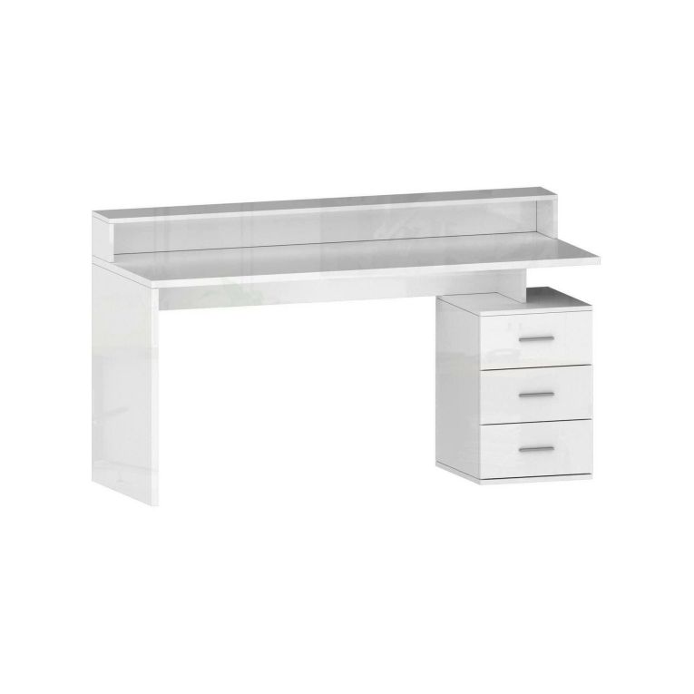 Scrivania lineare bianca 160x60cm con 3 cassetti - Bardi