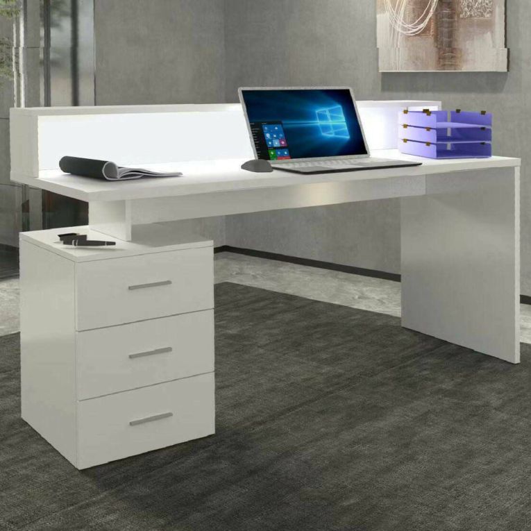 Scrivania lineare bianca 160x60cm in legno - Flaminia