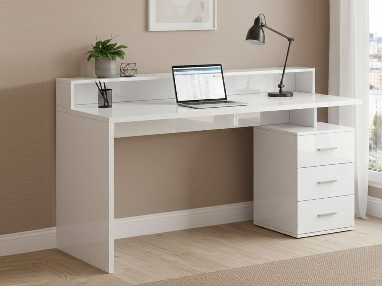 Scrivania lineare bianca 160x60cm in legno - Flaminia