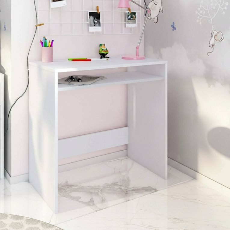Scrivania lineare bianca 79x43cm con porta pc - Acu