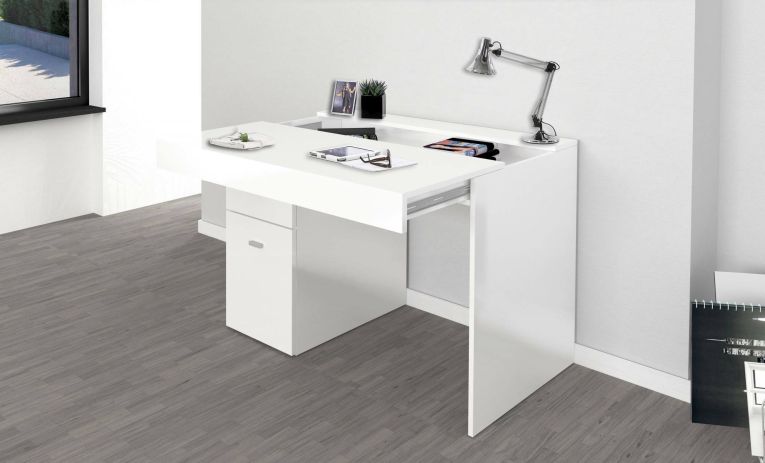 Scrivania lineare bianca anticato 100x70cm con 1 cassetto - Alpaca