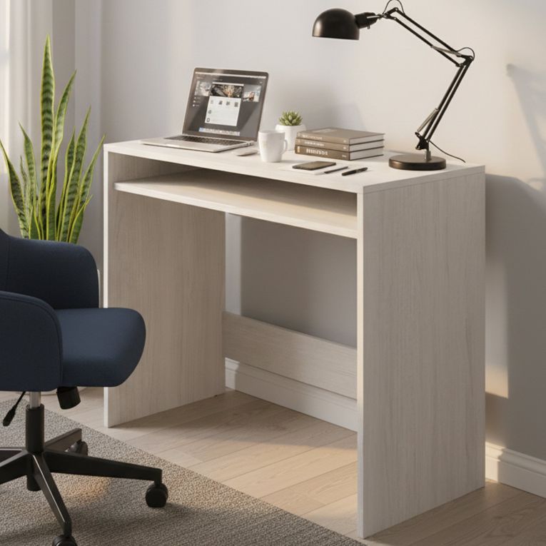 Scrivania lineare bianca anticato 79x43cm con supporto computer - Acu
