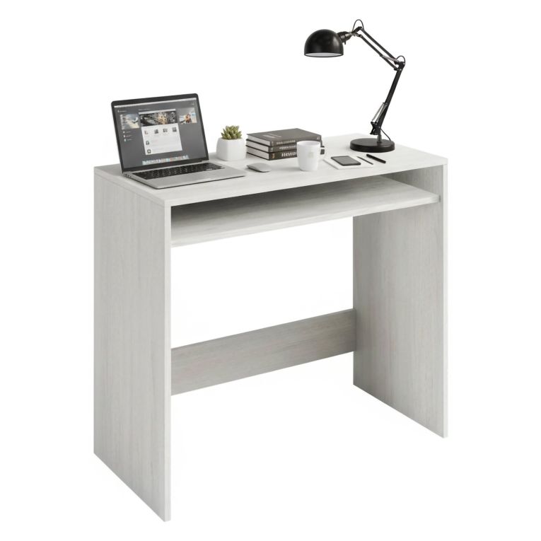 Scrivania lineare bianca anticato 79x43cm con supporto computer - Acu
