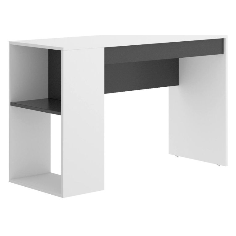 Scrivania lineare bianca e antracite 115x50cm con libreria - Arianella