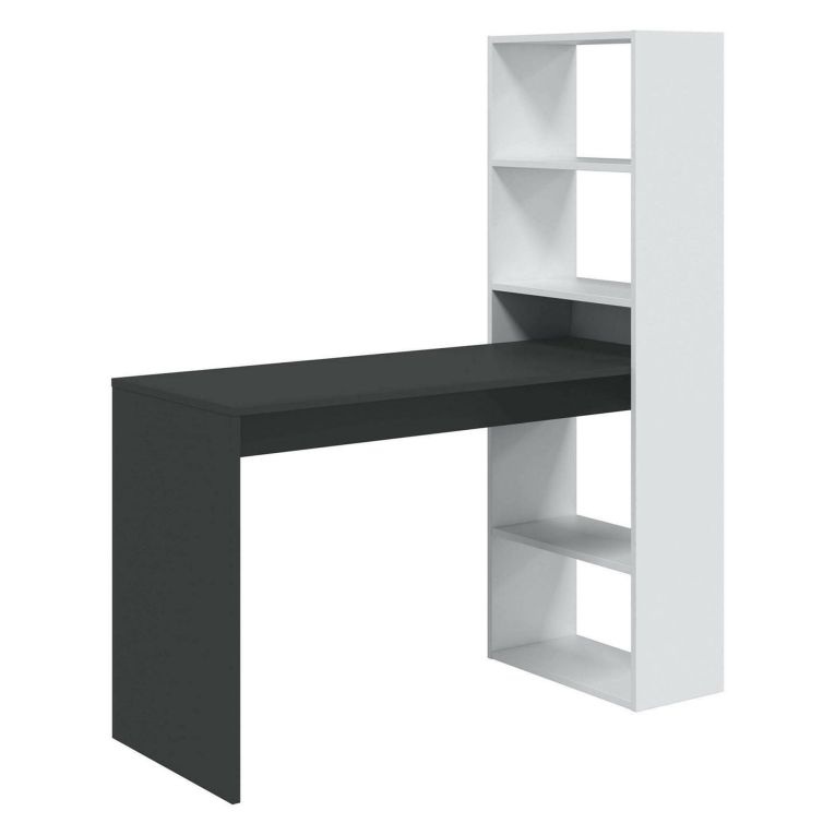Scrivania lineare bianca e antracite 120x53cm con libreria - Ali