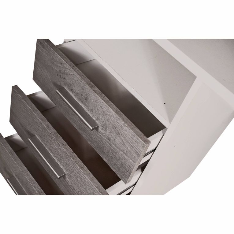 Scrivania lineare bianca e cemento 120x48cm con 3 cassetti - Ardauli