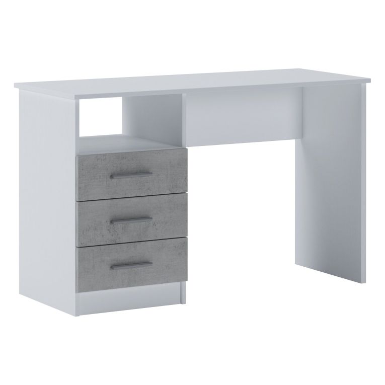 Scrivania lineare bianca e cemento 120x48cm con 3 cassetti - Ardauli