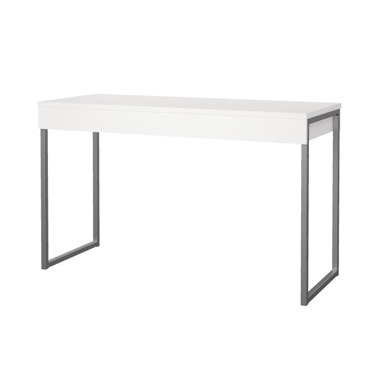 Scrivania lineare bianca e grigia 125x51cm con 3 cassetti - Amadeo