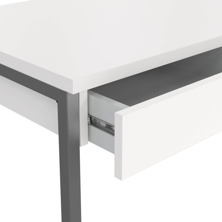 Scrivania lineare bianca e grigia 125x51cm con 3 cassetti - Amadeo