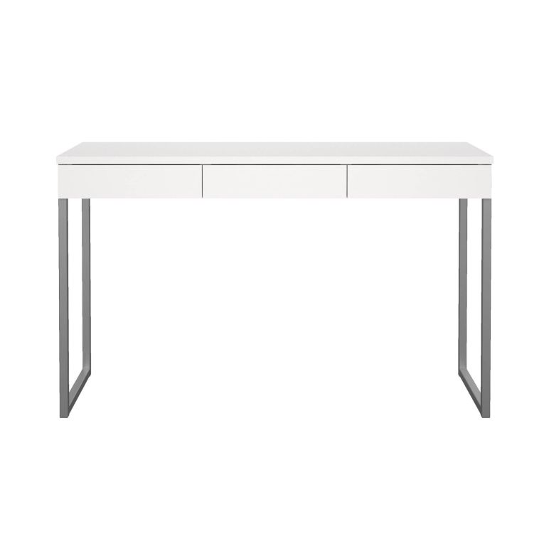 Scrivania lineare bianca e grigia 125x51cm con 3 cassetti - Amadeo