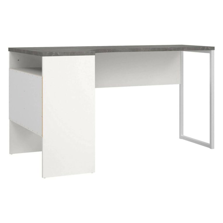 Scrivania lineare bianca e grigia 145x81cm con 2 cassetti - Moire