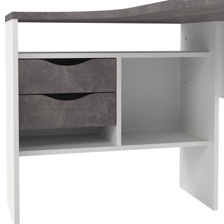 Scrivania lineare bianca e grigia 145x81cm con 2 cassetti - Moire