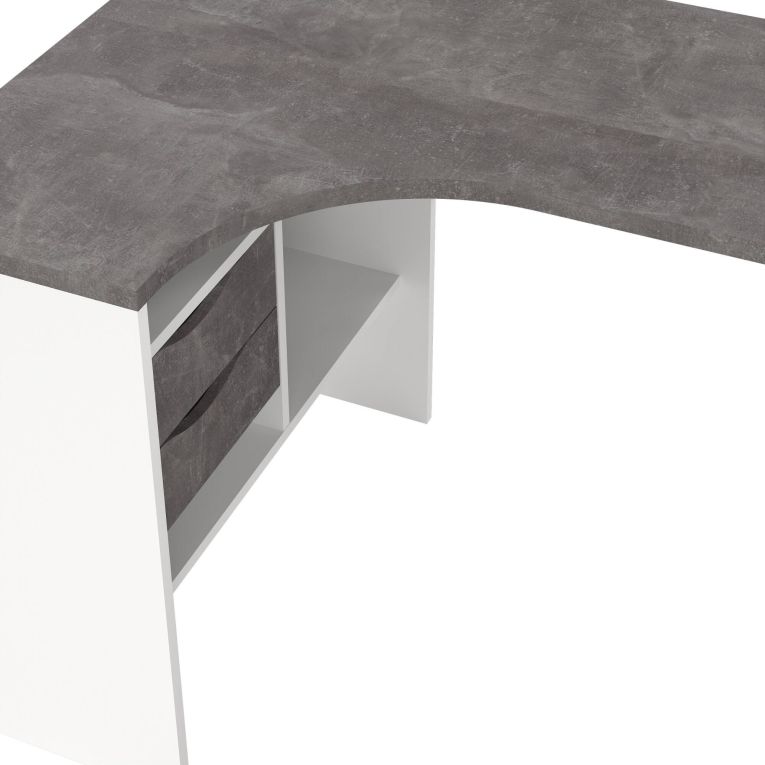 Scrivania lineare bianca e grigia 145x81cm con 2 cassetti - Moire