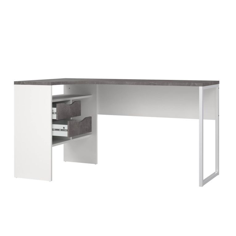 Scrivania lineare bianca e grigia 145x81cm con 2 cassetti - Moire