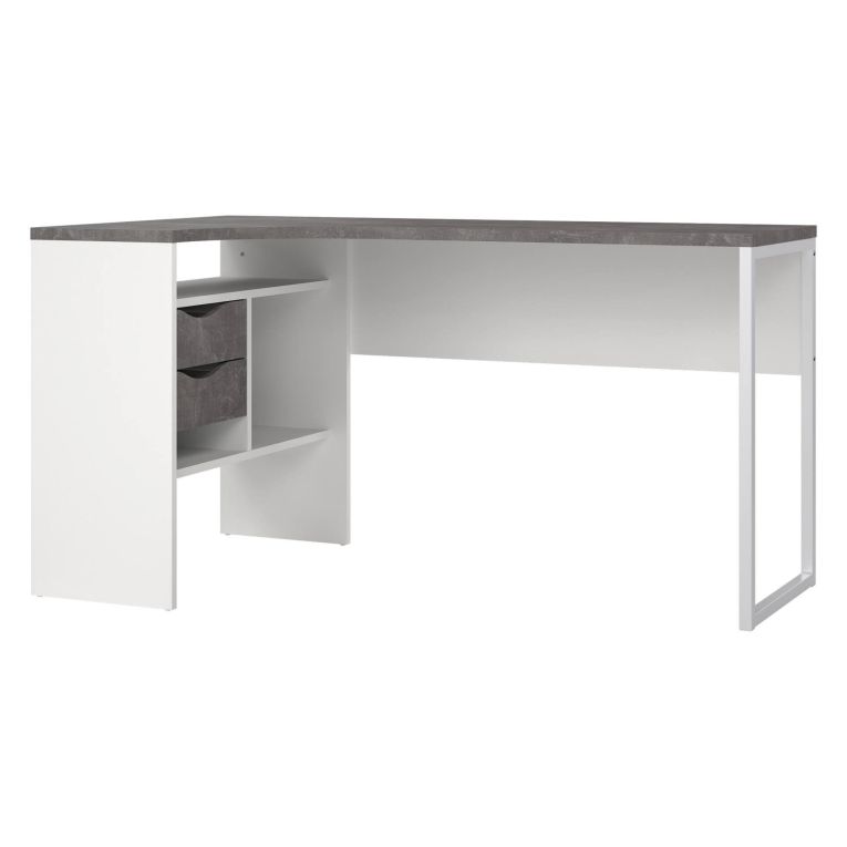 Scrivania lineare bianca e grigia 145x81cm con 2 cassetti - Moire