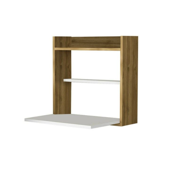 Scrivania lineare bianca e noce 60x19cm - Bariano