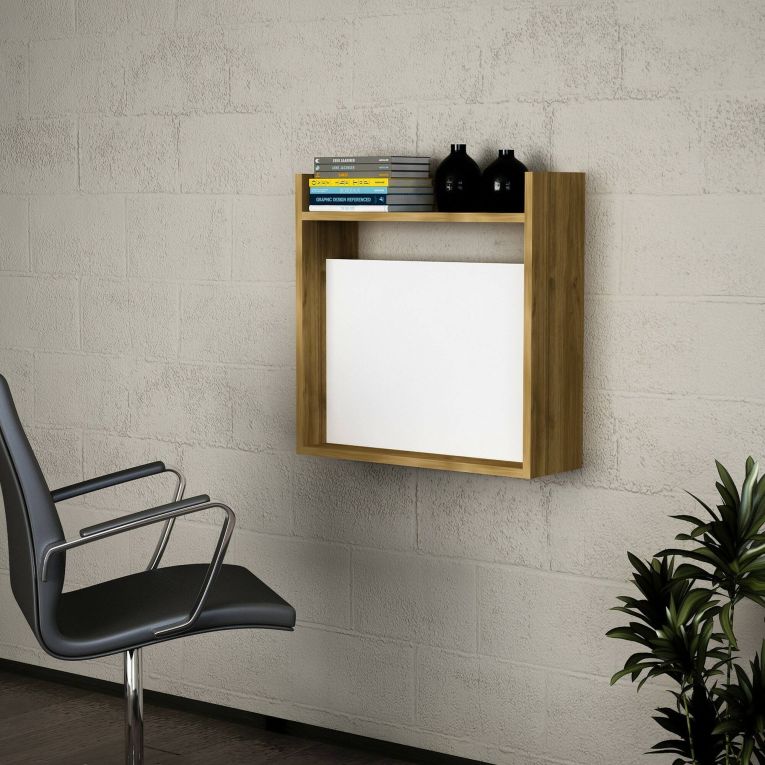 Scrivania lineare bianca e noce 60x19cm - Bariano