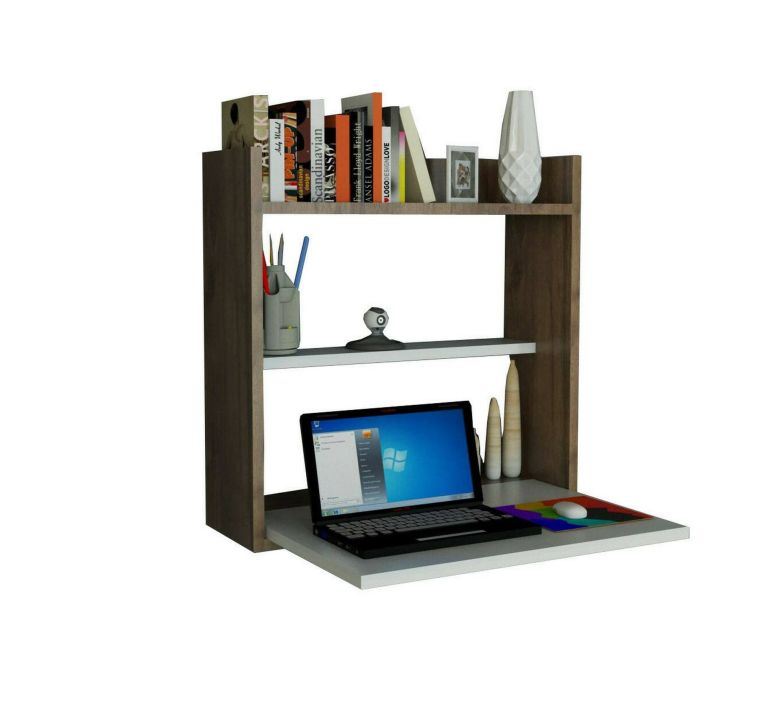 Scrivania lineare bianca e noce 60x19cm - Bariano