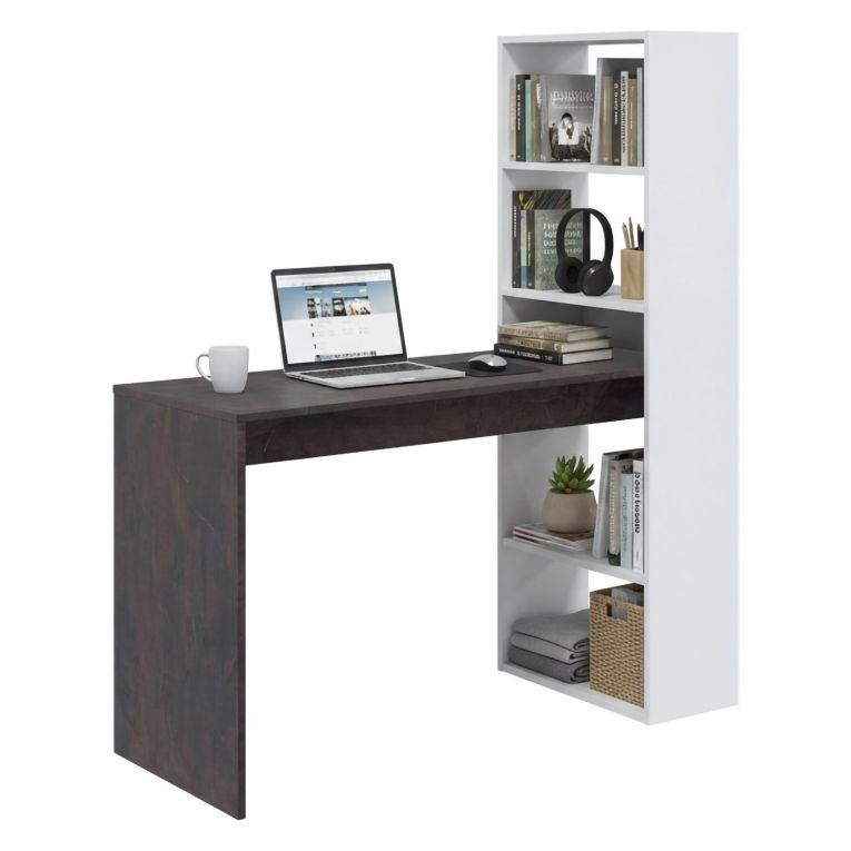 Scrivania lineare bianca e ossido 120x53cm con libreria - Ali