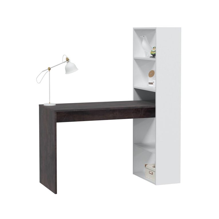 Scrivania lineare bianca e ossido 120x53cm con libreria - Ali