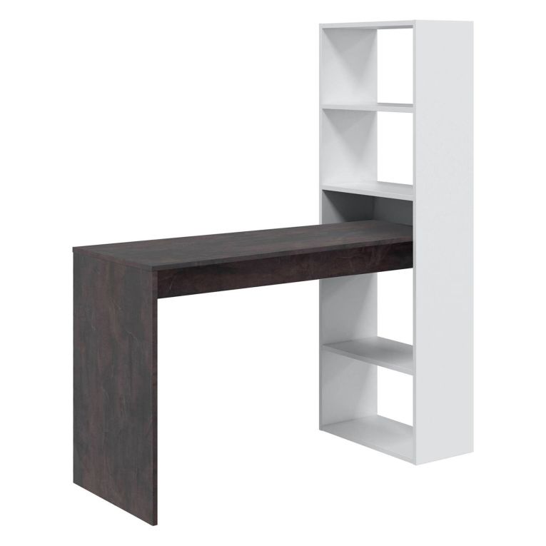 Scrivania lineare bianca e ossido 120x53cm con libreria - Ali