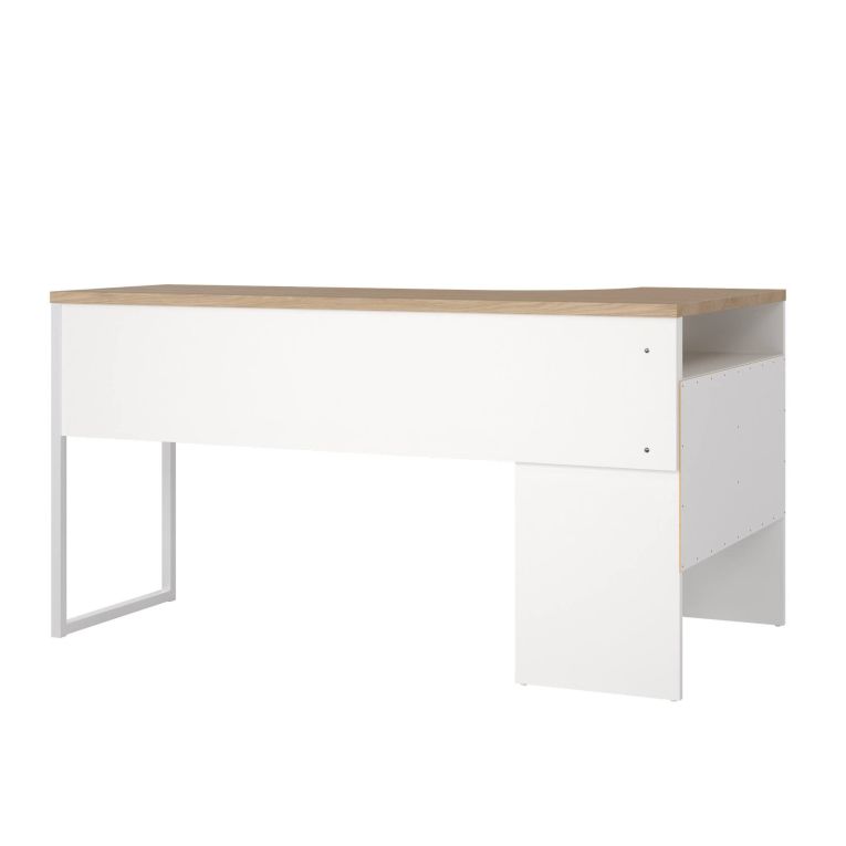 Scrivania lineare bianca e rovere 145x81cm con 2 cassetti - Moire