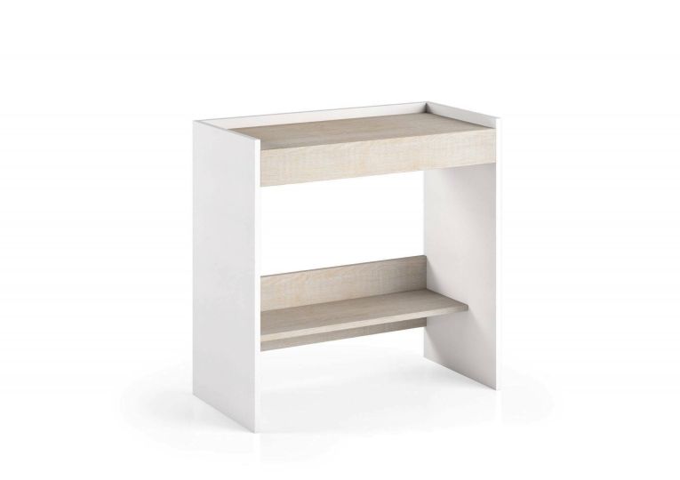 Scrivania lineare bianca e rovere 80x40cm con 1 cassetto - Adri