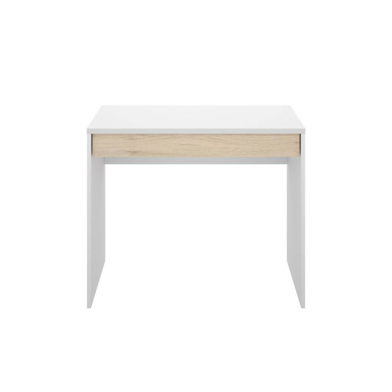 Scrivania lineare bianca e rovere 89x49cm con 1 cassetto - Affiniti