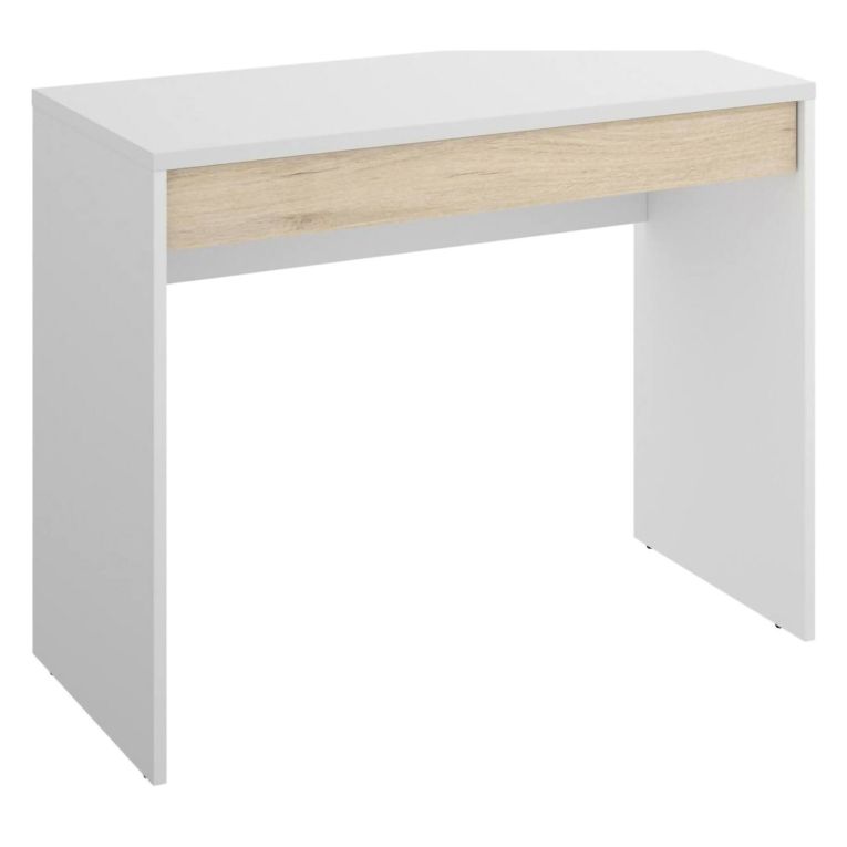 Scrivania lineare bianca e rovere 89x49cm con 1 cassetto - Affiniti