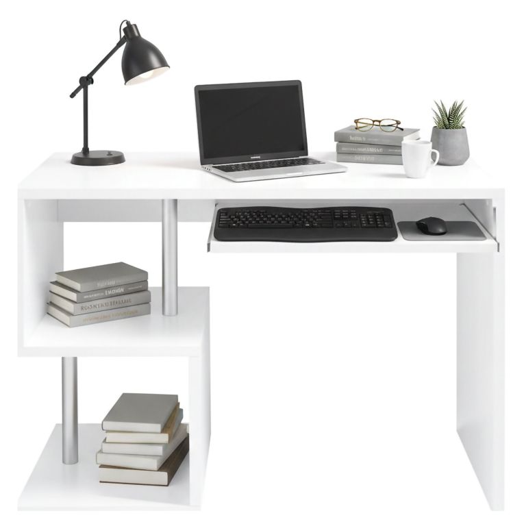 Scrivania lineare bianca lucida 100x50cm con supporto pc - Acan