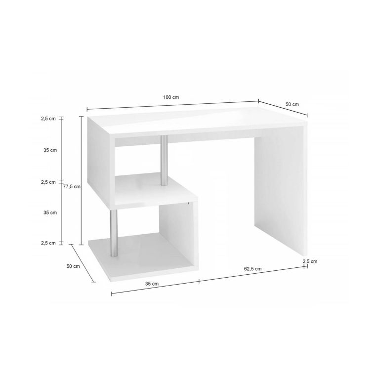 Scrivania lineare bianca lucida 100x50cm con supporto pc - Acan