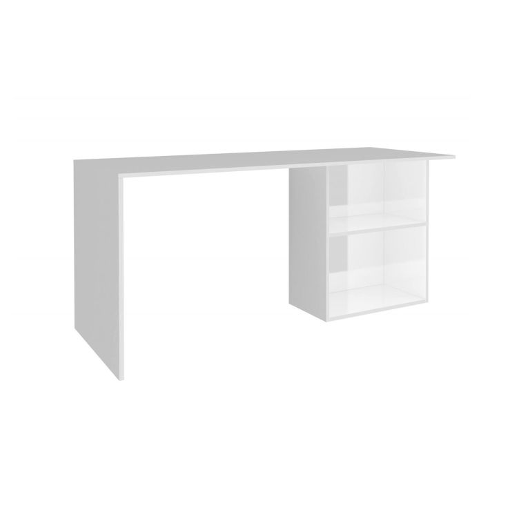 Scrivania lineare bianca lucida 110x50cm con supporto pc - Antioco