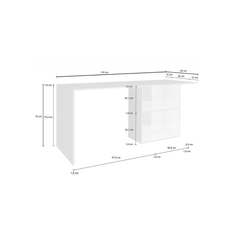 Scrivania lineare bianca lucida 110x50cm con supporto pc - Antioco