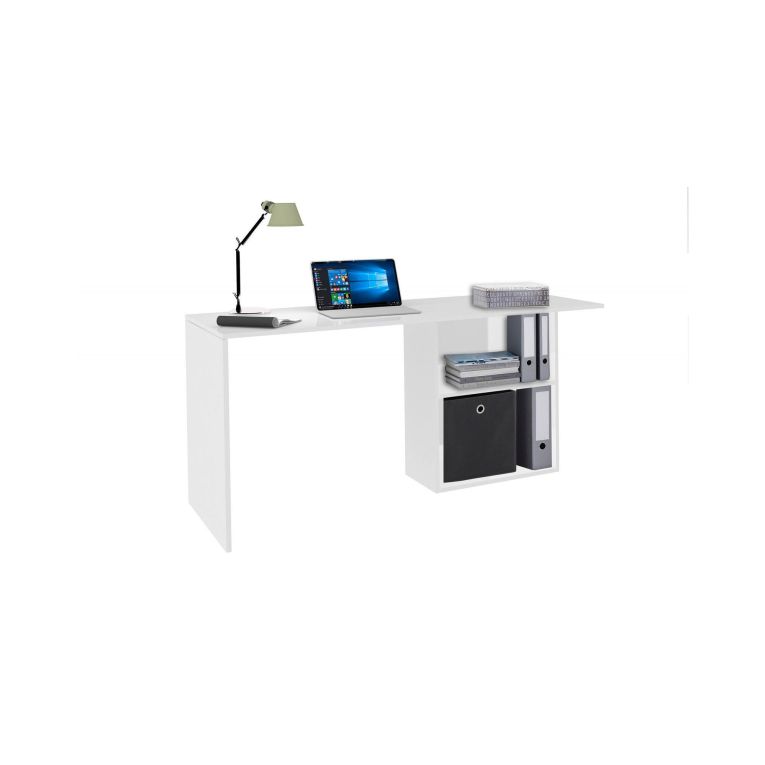 Scrivania lineare bianca lucida 110x50cm con supporto pc - Antioco