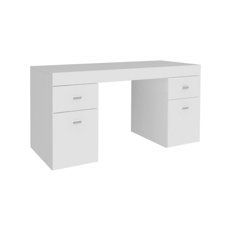 Scrivania lineare bianca lucida 130x60cm con 1 cassetto - Aladdin