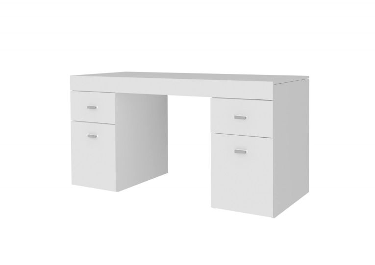 Scrivania lineare bianca lucida 130x60cm con 1 cassetto - Aladdin