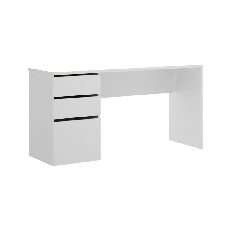 Scrivania lineare bianca lucida 139x60cm con 2 cassetti - Ardina