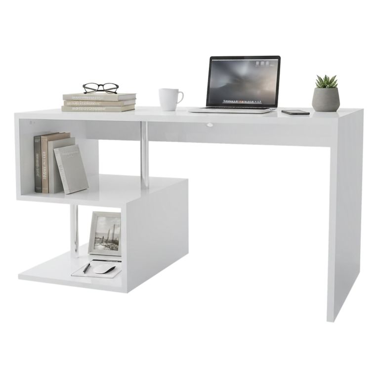 Scrivania lineare bianca lucida 140x60cm - Atemis