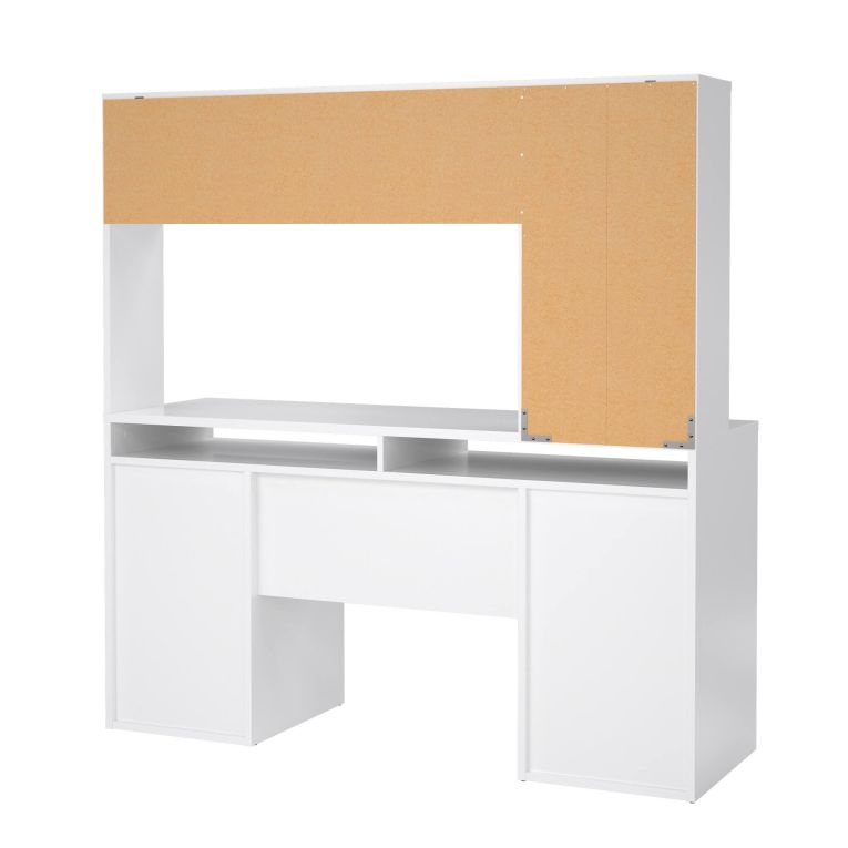 Scrivania lineare bianca lucida 149x48cm con libreria - Ambrenti