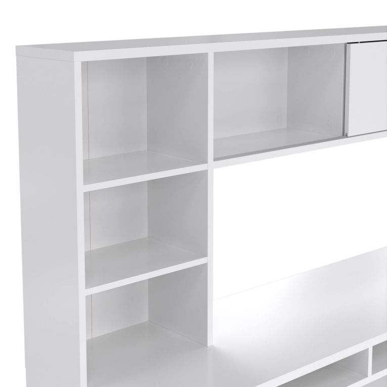 Scrivania lineare bianca lucida 149x48cm con libreria - Ambrenti