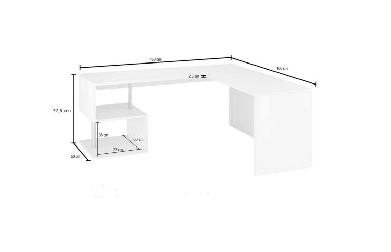 Scrivania lineare bianca lucida 160x60cm con supporto computer - Giunone