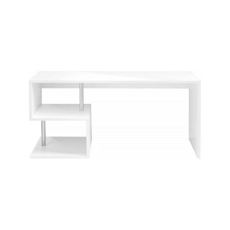 Scrivania lineare bianca lucida 180x60cm con supporto pc - Poseidone