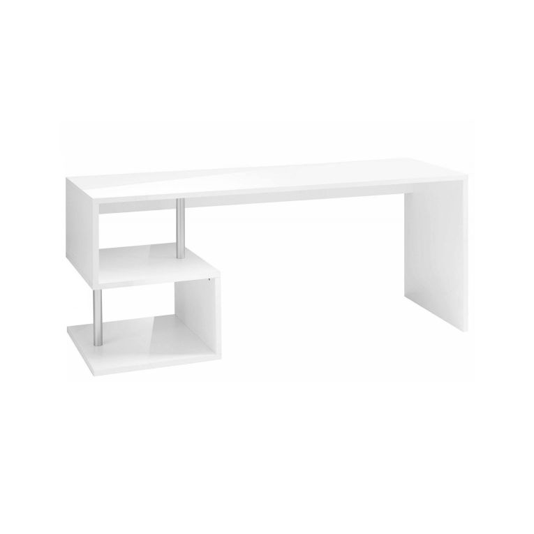 Scrivania lineare bianca lucida 180x60cm con supporto pc - Poseidone
