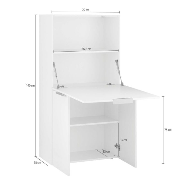 Scrivania lineare bianca lucida 70x35cm con libreria - Atroc