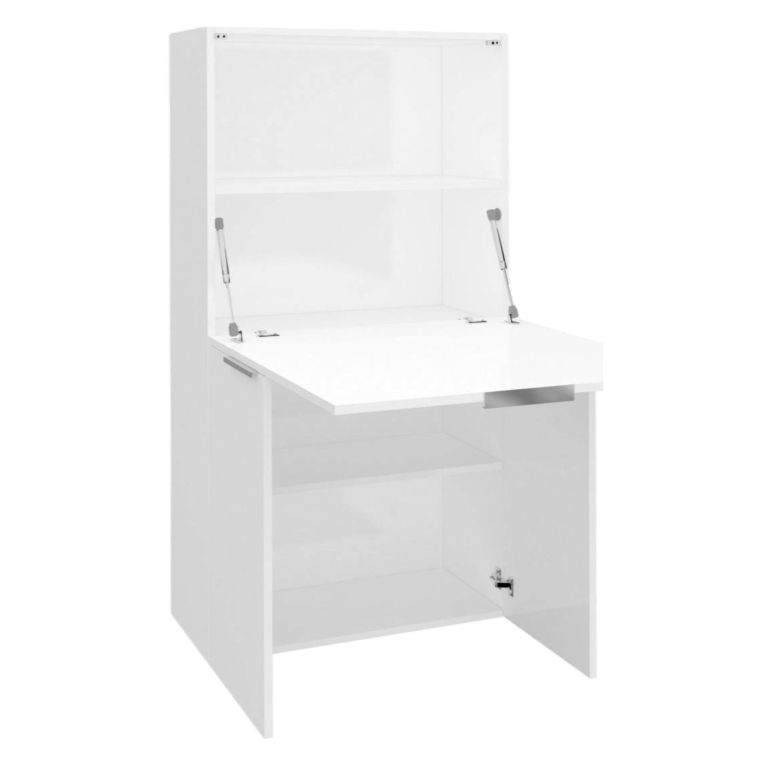 Scrivania lineare bianca lucida 70x35cm con libreria - Atroc